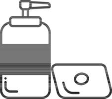 Black and White Pump Bottle and Soap Bar icon for Cleaning. vector