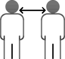 Thin line art illustration of Two Man Standing with Social Distancing. vector