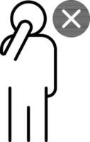No Face Touch or Mouth Cover Hand icon in thin line art. vector