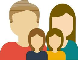 Character of faceless father, mother and two daughters. vector