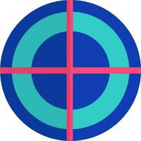Target board icon in half shadow for shooting game. vector