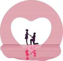 Silhouette of couple in heart shape. vector