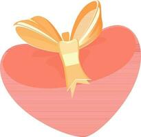 Glossy Heart with Ribbon Bow for Love concept. vector