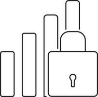 Symbol of Bar Chart with Lock. vector