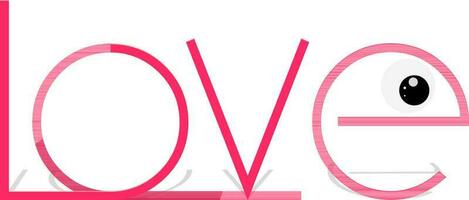 Creative Pink Text Love. vector