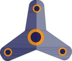 Three arms of spinner toy icon in blue color in half shadow. vector