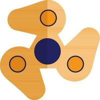 Orange color of spinner toy with three arms in half shadow. vector