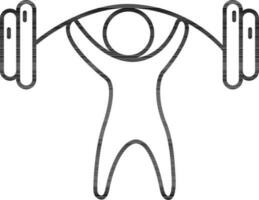 Man lifting heave barbell. vector