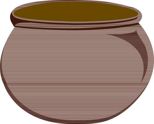 Flat illustration of brown cauldron.
