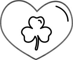 Illustration of big heart with shamrock leaf. vector