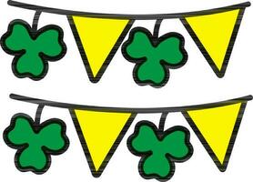 Flat buntings with shamrock leaves. vector