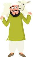 Character of a muslim man with goat. vector