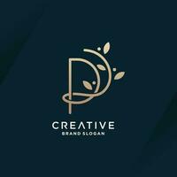 Letter P logo design vector with natural beauty concept