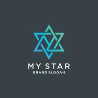 Star logo design vector icon with letter M