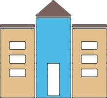 Cream and blue color building. vector