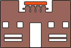 White and brown building. vector