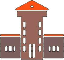 Building in brown and orange color. vector