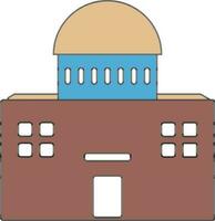 Building in brown and blue color. vector