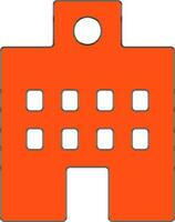 Orange and white building in flat style illustration. vector