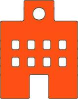 Orange and white building in flat style illustration. vector