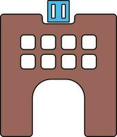 Building in brown and white color. vector