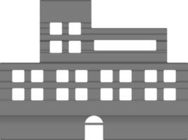 Black and white building in flat illustration. vector