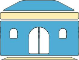 Building in blue and cream color. vector
