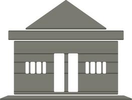 Black and white building in flat style. vector