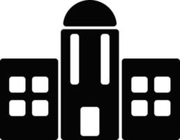 Black and white building in flat style. vector