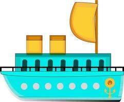 Ship boat in cyan and yellow color. vector