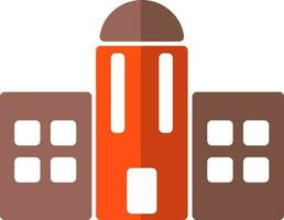 Shiny orange and brown building. vector