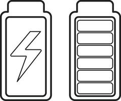 Black line art two battery in flat style. vector