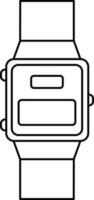 Isolated black line art smartwatch. vector