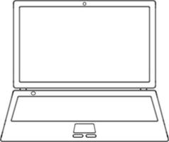 Black line art blank laptop. vector