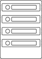Server in black line art illustration. vector