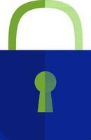 Blue and green padlock in flat style. vector