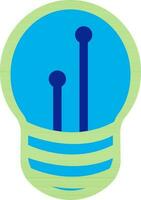 Electric bulb in blue and green color. vector