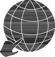 Globe icon with hand for searching job in black. vector