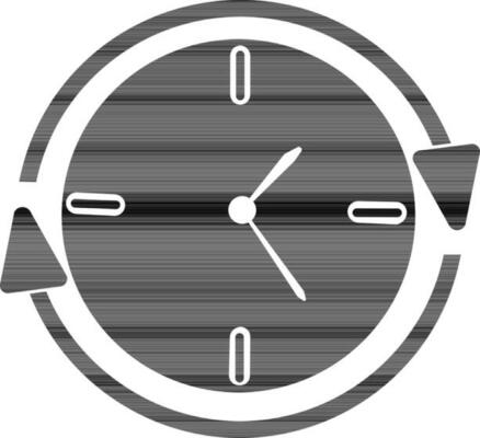 Symbol of clock with circular arrow for job search.