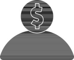 Illustration of dollar icon on employee face. vector