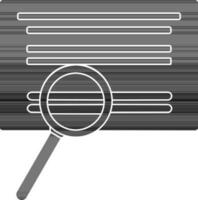 Black style of document seen with magnify glass. vector