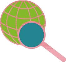 Color style of magnifier earth icon for job search. vector