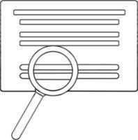 Illustration of document seen with magnify glass in stroke. vector