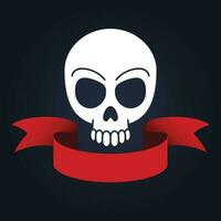 Editable Illustration of Skull with Banner Vector