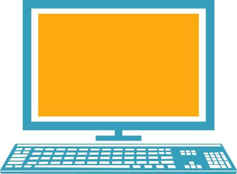 Illustration of computer with keyboard. vector