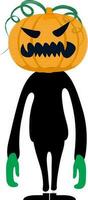 Scary monster with pumpkin face for Halloween. vector