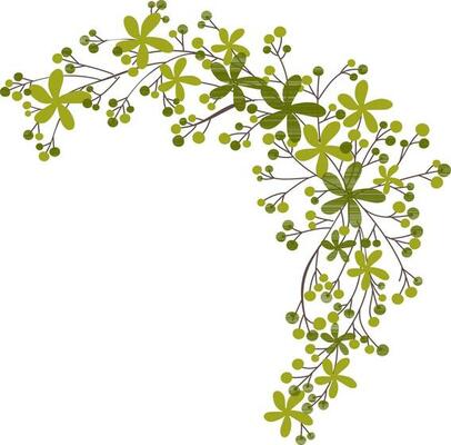 Illustration of green flowers branch.