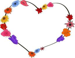 Heart with beautiful flowers. vector