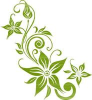 Green flowers with floral pattern. vector