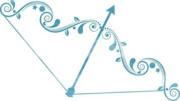 Floral design of bow of sagittarious in zodiac sign. vector